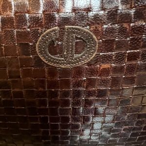 Vintage Christian DIOR brown leather tweeded shoulder bag! Excellent condition